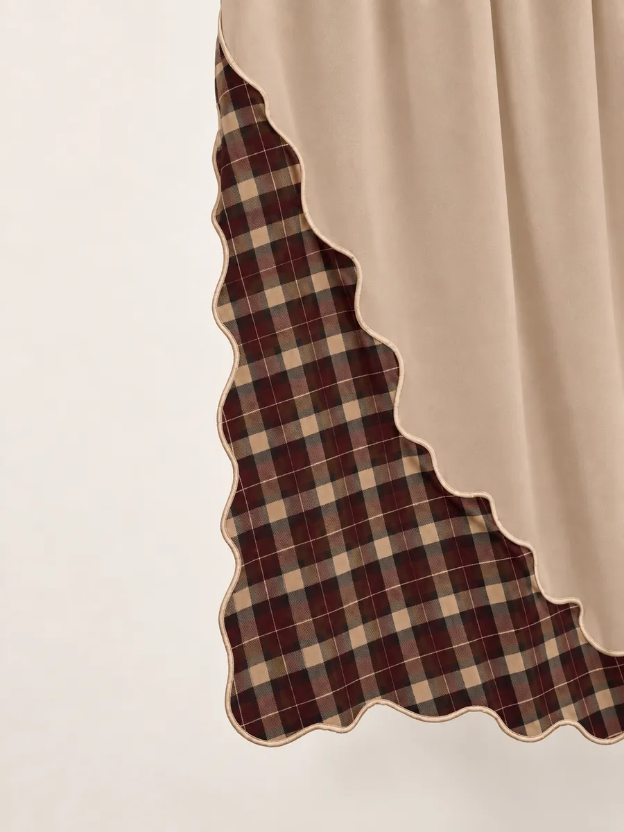 Patchwork Print shown as a finished hijab, hanging