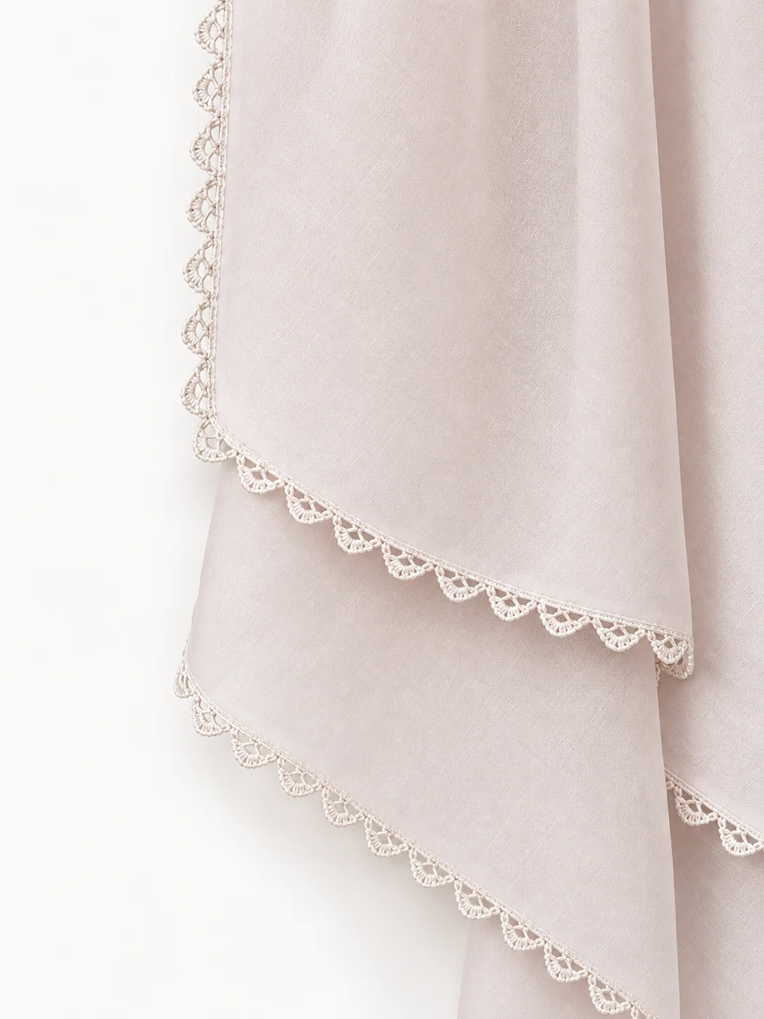 Scallop Edge shown as a finished hijab, hanging